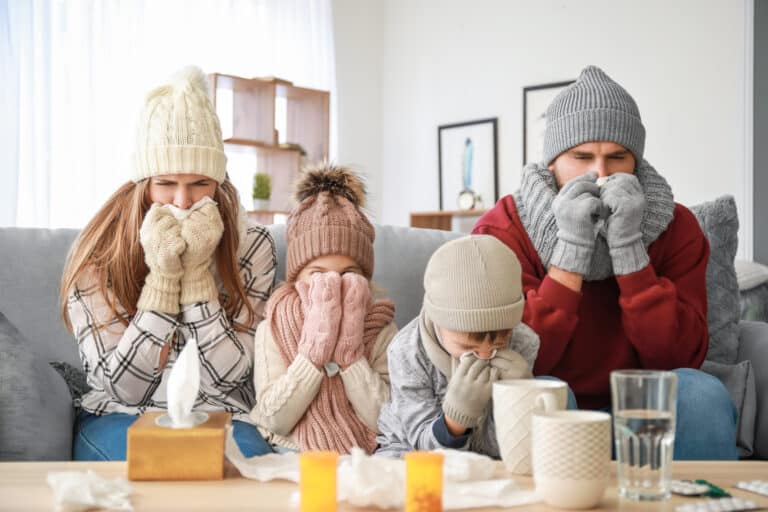 Family ill with flu at home